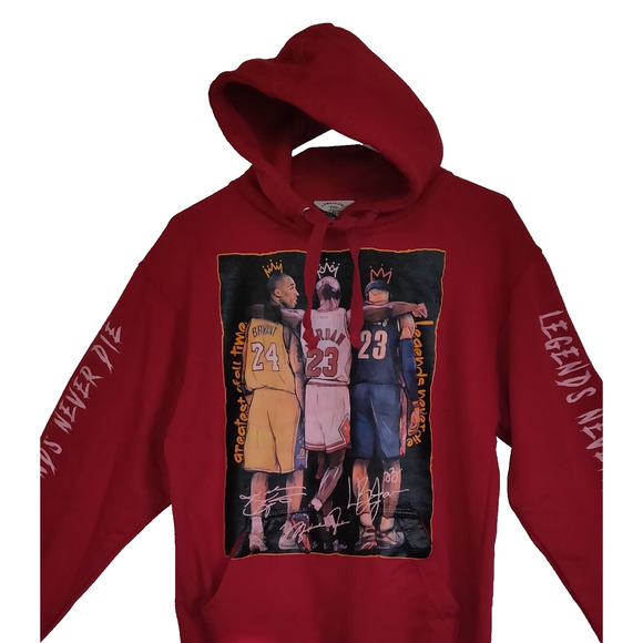 Jon Lauren Red Hoodie SWEATSHIRT Basketball Legends Kobe Jordan LeBron SMALL S - Picture 2 of 16